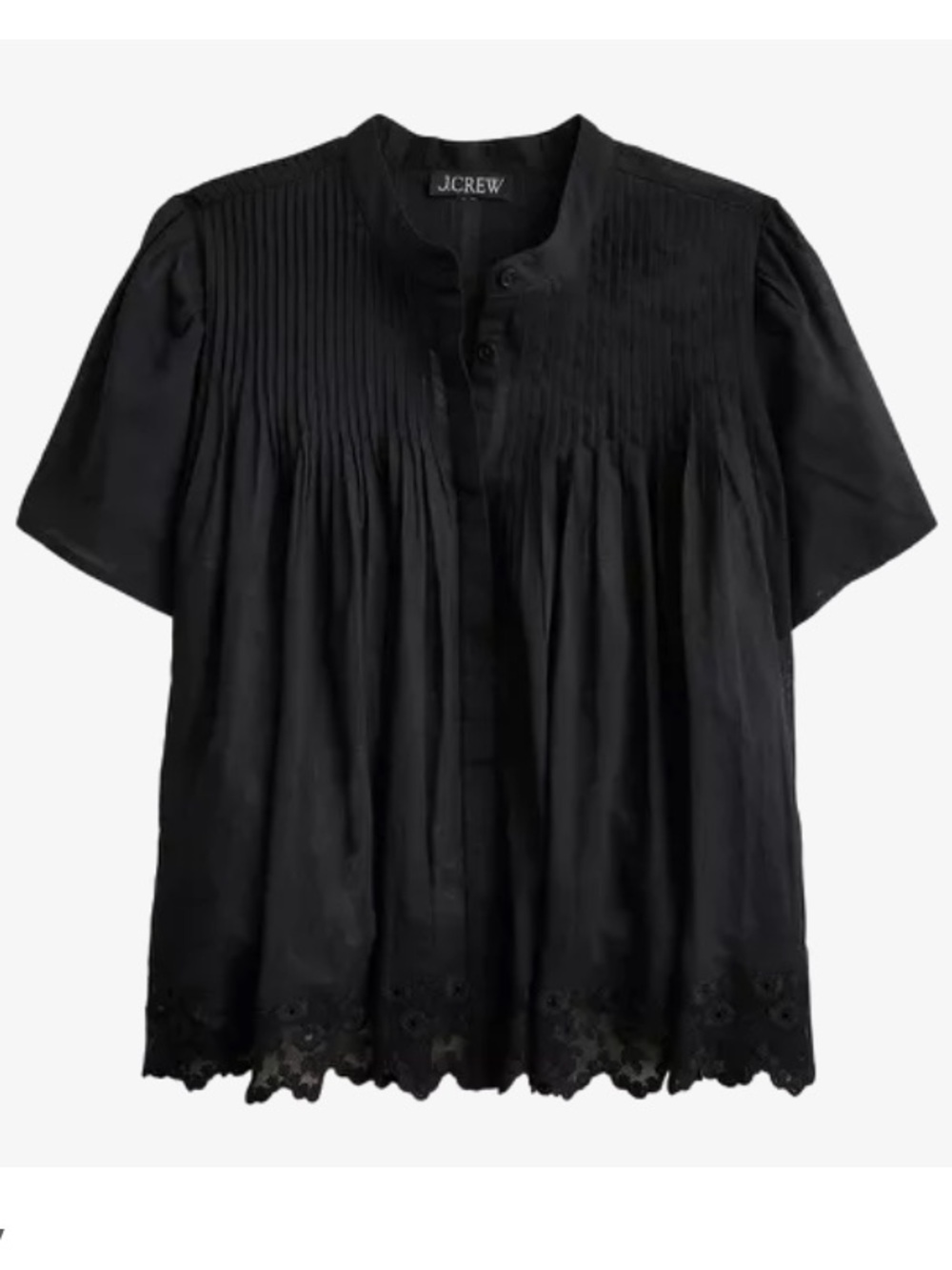 J. Crew lace-trim pintuck top in cotton voile